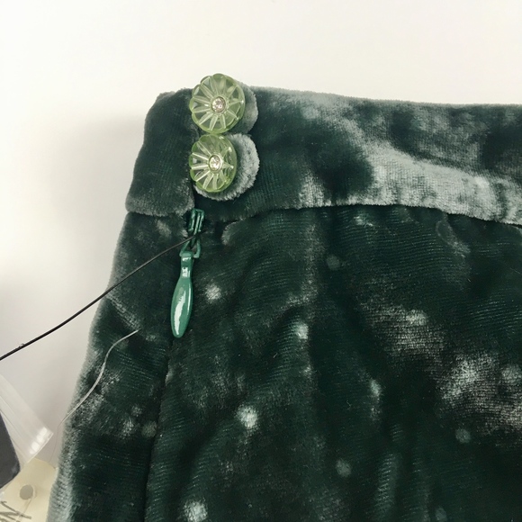 NEW MARC JACOBS Green Polka Dot VELVET Skirt 4 - Picture 6 of 8